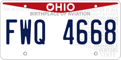 OH license plate FWQ4668