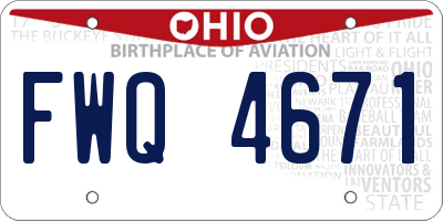 OH license plate FWQ4671