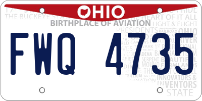 OH license plate FWQ4735