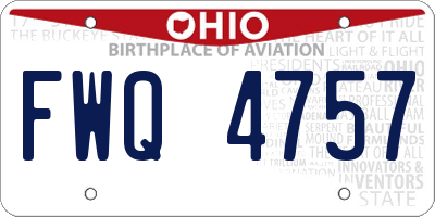 OH license plate FWQ4757