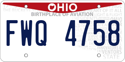 OH license plate FWQ4758