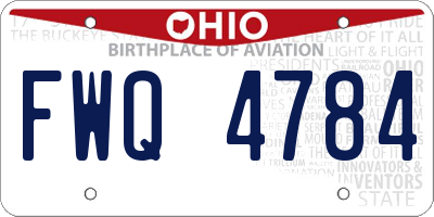 OH license plate FWQ4784