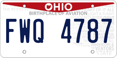 OH license plate FWQ4787