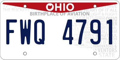 OH license plate FWQ4791