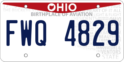 OH license plate FWQ4829