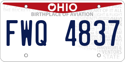 OH license plate FWQ4837