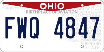 OH license plate FWQ4847