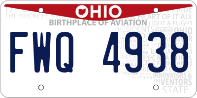 OH license plate FWQ4938