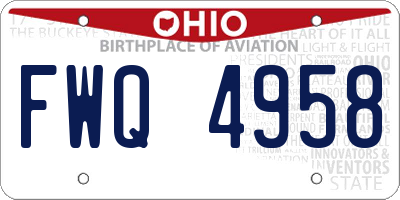 OH license plate FWQ4958