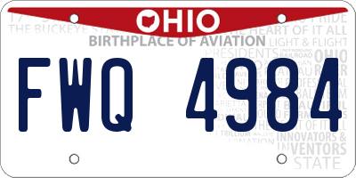 OH license plate FWQ4984
