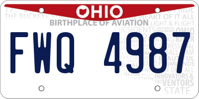 OH license plate FWQ4987