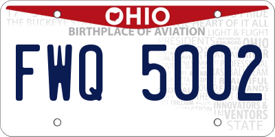 OH license plate FWQ5002