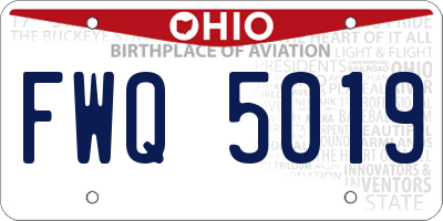 OH license plate FWQ5019