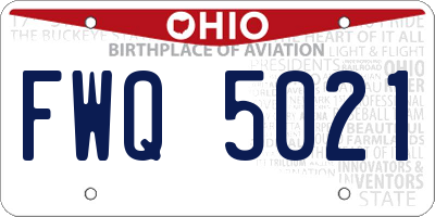 OH license plate FWQ5021