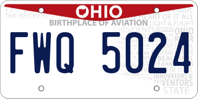 OH license plate FWQ5024