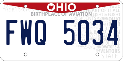 OH license plate FWQ5034