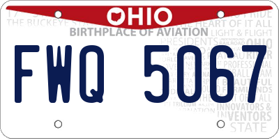 OH license plate FWQ5067