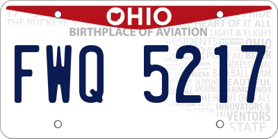 OH license plate FWQ5217