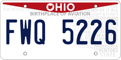 OH license plate FWQ5226