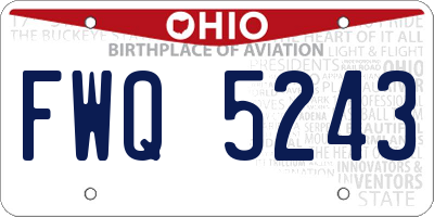OH license plate FWQ5243
