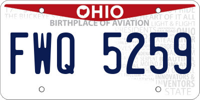 OH license plate FWQ5259