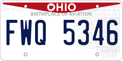 OH license plate FWQ5346