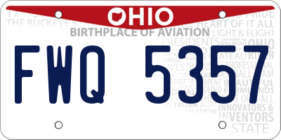 OH license plate FWQ5357