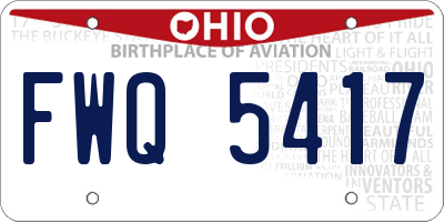 OH license plate FWQ5417