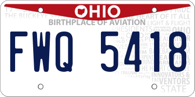 OH license plate FWQ5418