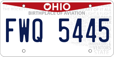 OH license plate FWQ5445