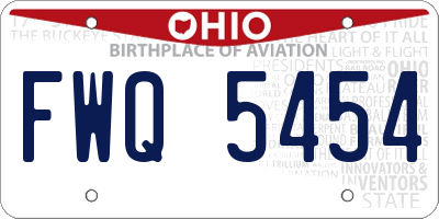 OH license plate FWQ5454