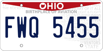 OH license plate FWQ5455