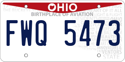 OH license plate FWQ5473