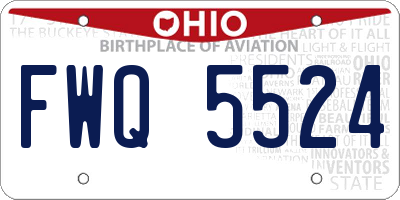 OH license plate FWQ5524