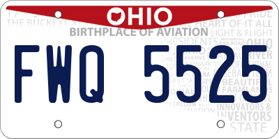 OH license plate FWQ5525