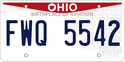 OH license plate FWQ5542