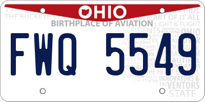 OH license plate FWQ5549
