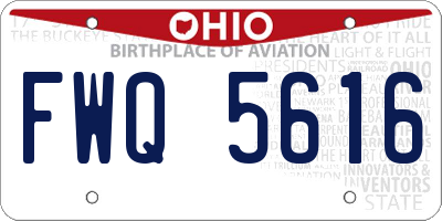 OH license plate FWQ5616