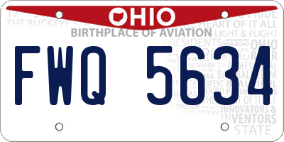OH license plate FWQ5634