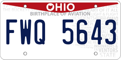 OH license plate FWQ5643