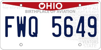 OH license plate FWQ5649