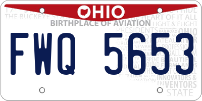 OH license plate FWQ5653