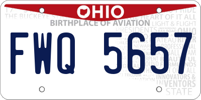 OH license plate FWQ5657