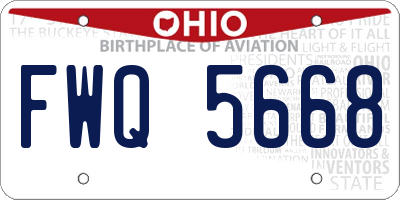 OH license plate FWQ5668