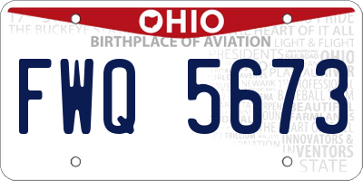OH license plate FWQ5673