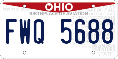 OH license plate FWQ5688