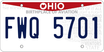 OH license plate FWQ5701