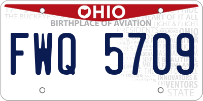 OH license plate FWQ5709