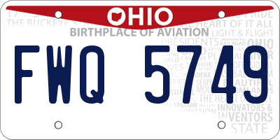 OH license plate FWQ5749