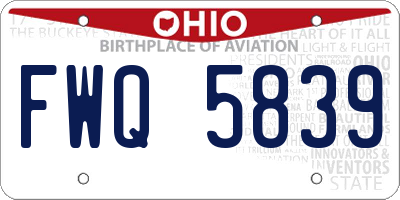 OH license plate FWQ5839